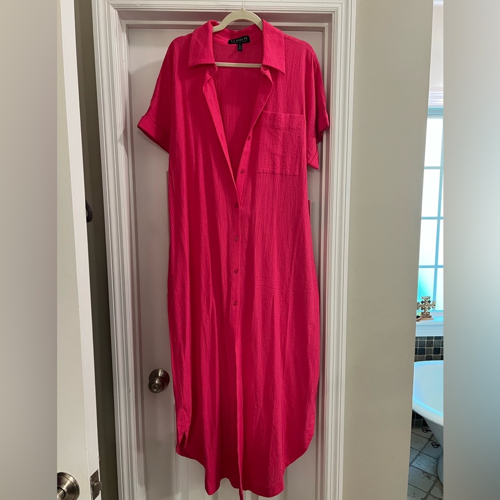 Eloquii Button Front Gauze Maxi Dress Size 16 NWT